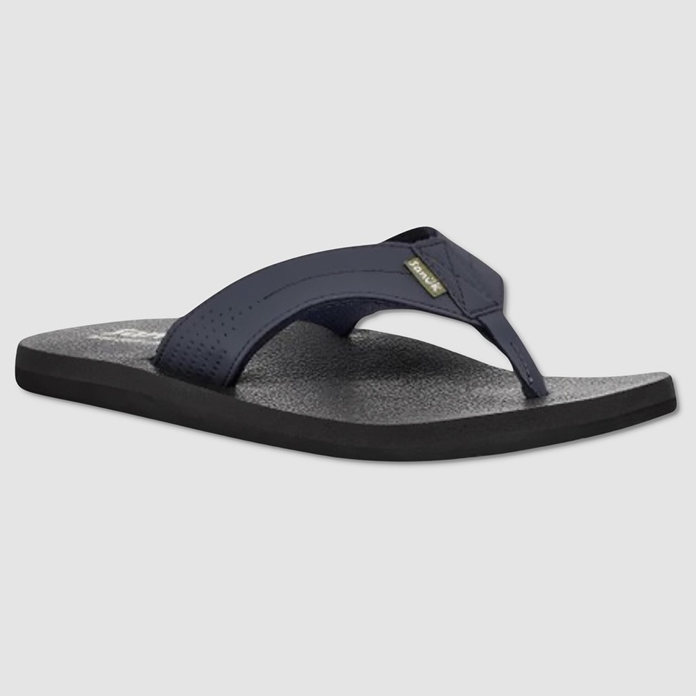 Mens Sanuk Beer Cozy Coaster Sandals / Flip-Flops - NWT 10 Navy Blue - #44536-C7